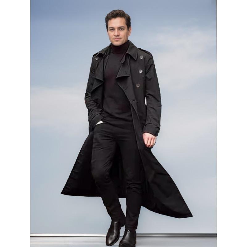 European and American Men's Clothing Plus Long Trench Coat Fashion Casual Jacket