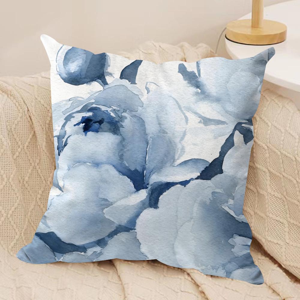 Painted Blue Print Creative Cushion Cover Soft Plush DoubleSided Sofa Pillow Cushion Cover AllSeason Durable Decor Gift