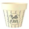 [Q6401] - Bamboo Planter 'Messages' Beige Black (beautiful Plant) -  17x18cm
