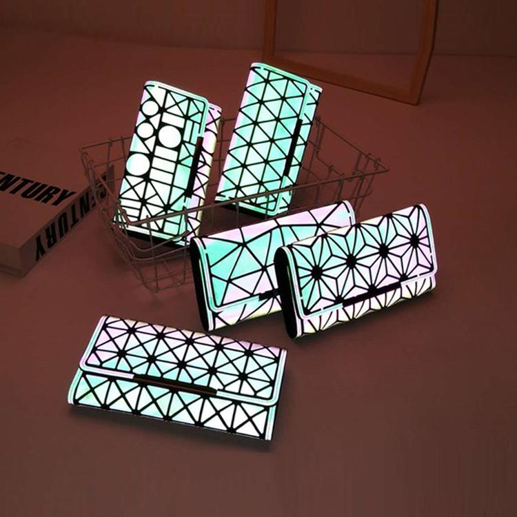 Брендовый кошелек, женский клатч, светящийся длинный кошелек с геометрической решеткой, женский кошелек для монет с держателем для карт