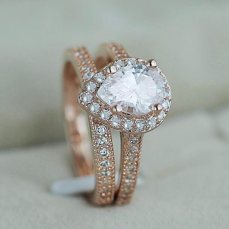 Trendy Pear-Shaped Teardrop Zircon Engagement Rings for Stylish Women