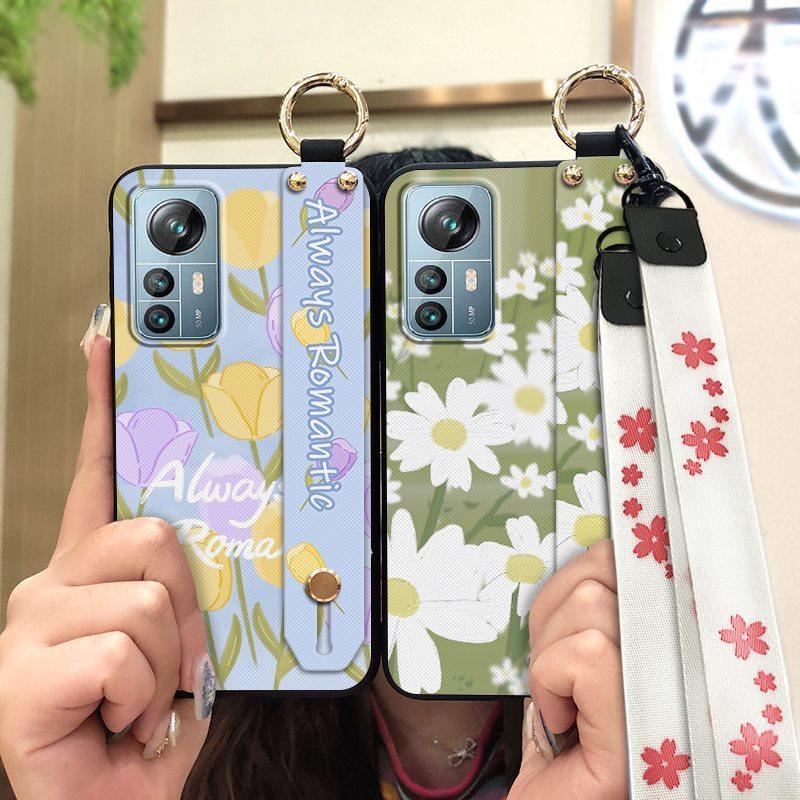 Dirt-resistant Durable Phone Case For Blackview A85 Phone Holder Anti-knock Wrist Strap Wristband Back Cover Ring Flower