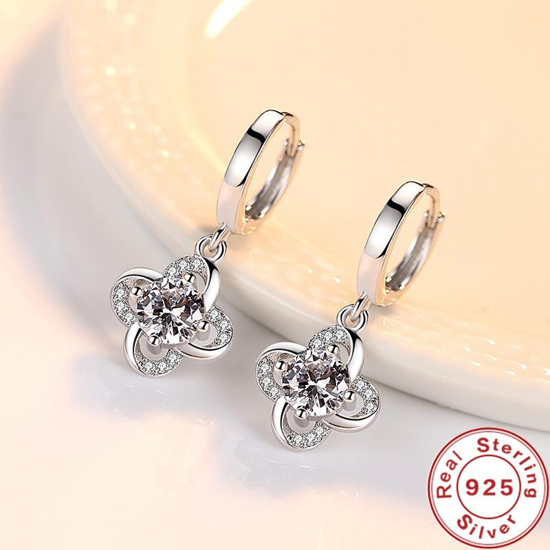 925 Sterling Silver Earrings Eternal Love Design Cubic Zirconia Earrings For Women'S Engagement Jewelry Gifts