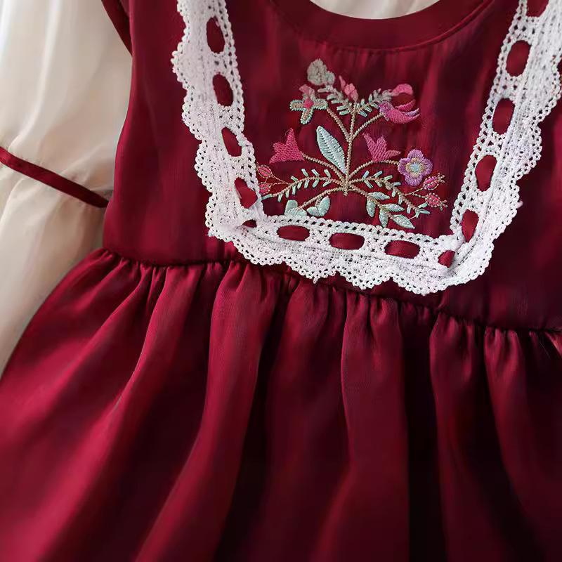 Платье для девочек Осеннее Платье принцессы для девочек Детское платье с кружевом и длинным рукавом