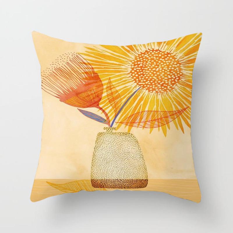 Подушка с цветочным принтом, украшение для дома, подушка для автомобиля, наволочка для дивана, наволочка для кровати, наволочка с подсолнухом