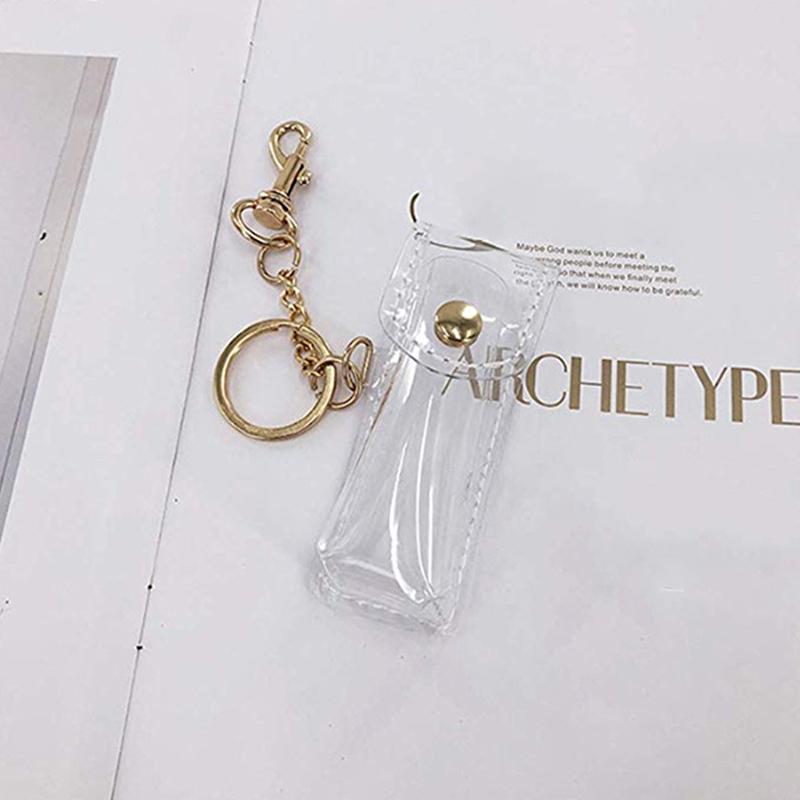 Chapstick Pouch Keychain Transparent Pvc Lipstick Holder For Outdoor Lip Balm Lipsticks Keyrings Accessory