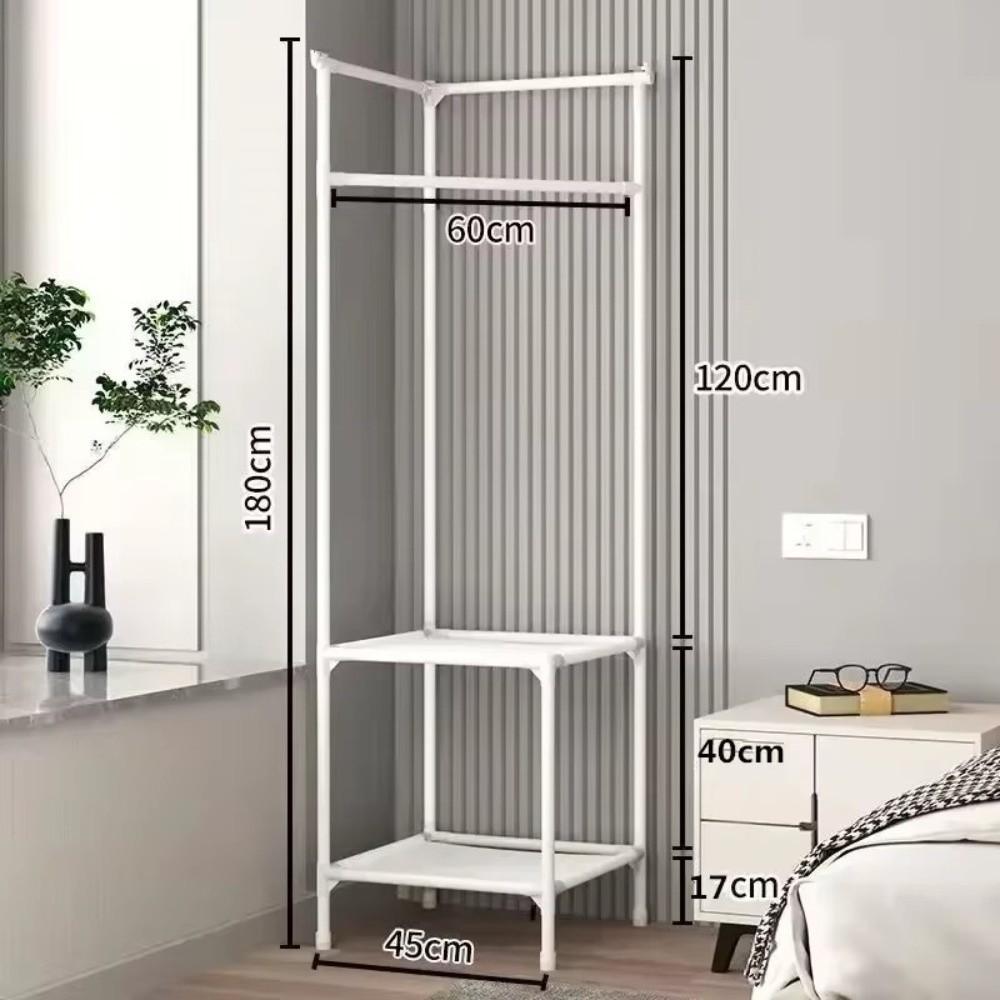 Sturdy Multi-Layer Corner Clothes Rack Anti-toppling Metal Clothes Organization Rack Hanging Rod Floor Standing Shelf Household