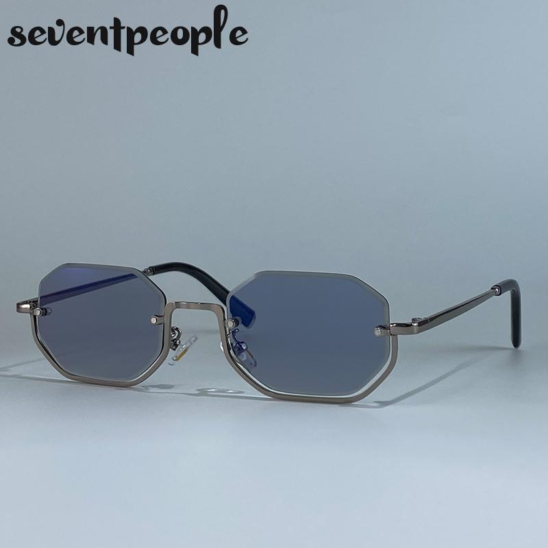 Steampunk Semi-Rimless Rectangle Sunglasses Women  Luxury Brand Vintage Metal Outdoor Sunglass Trendy Driving Shades UV400