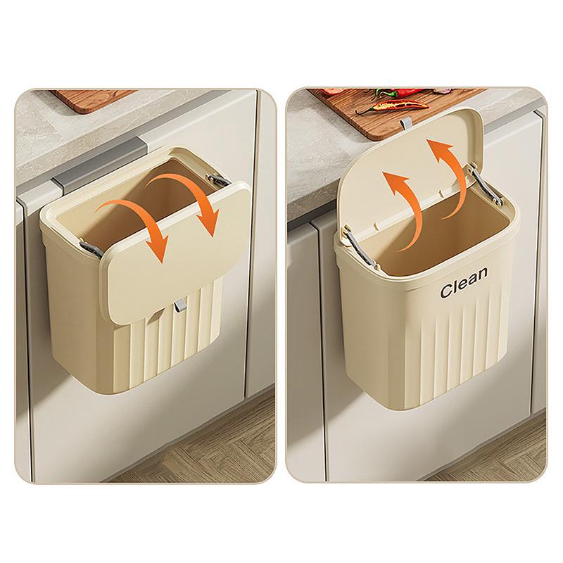 Kitchen Trash Can Wall Mounted Hanging Trash Bin With Lid Garbage Can For Cabinet Under Sink Waste Garbage Compost Bin 8.5/12L