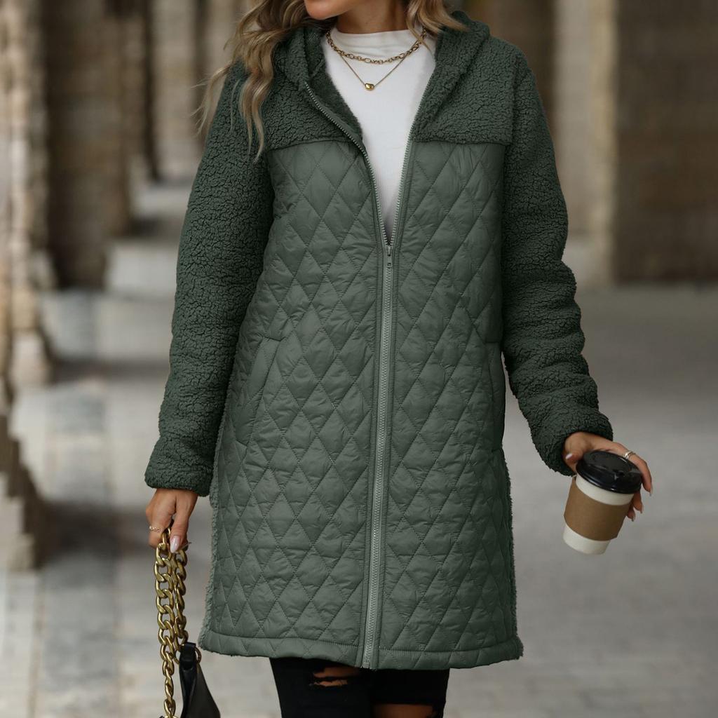 Женское осенне-зимнее свободное плюшевое пальто с капюшоном на молнии