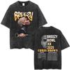 Рэпер Крис Браун Breezy Bowl XX Тур Винтажные стираные футболки Мужские Женские Хип-Хоп Модные Футболки Мужская Хлопок Ретро Футболка