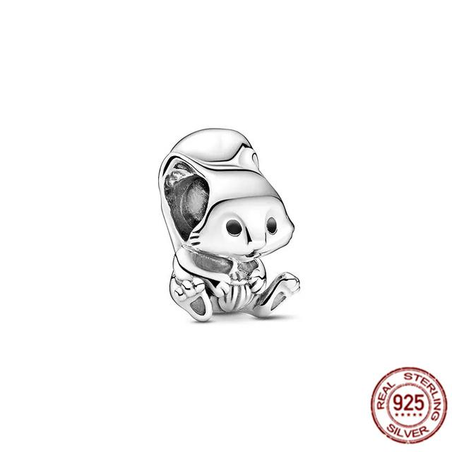 Очаровательная бусина подходит для оригинального браслета/серьг/ожерелья из стерлингового серебра 925 пробы, ювелирное украшение в виде гриба Нини, кролика, мудрой совы, лисы