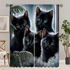 2pcs Rustic Animal Cat Print Semi Blackout Curtains Fashionable Curtains For Bedroom Office Kitchen Living Room Study Room Home