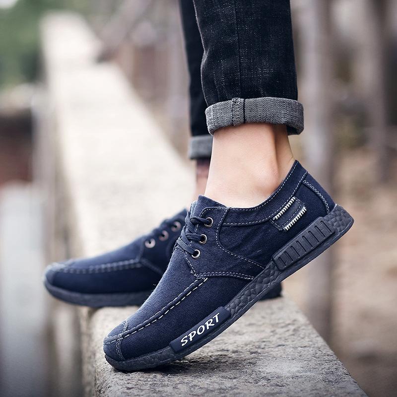 Горячие парусиновые мужские туфли джинсовые шнурованные мужские повседневные туфли новые кеды дышащая мужская обувь весна осень кроссовки 98