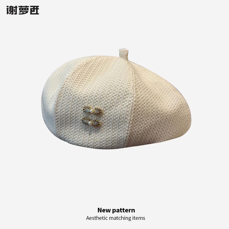 Берет женский осень и зима 2024 новая коричневая шляпа восьмиугольная шляпа показывающая лицо маленькие весенние и осенние модели
