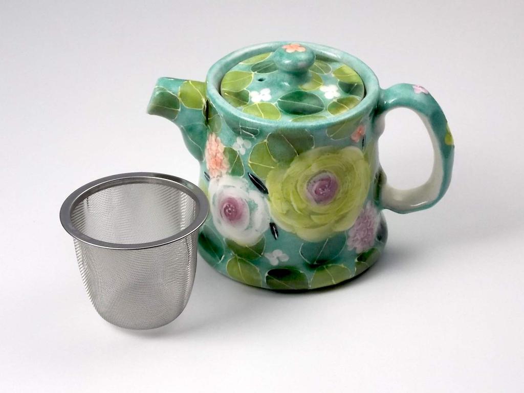 Kobo Yuzuriha Ryokusai Rose Pot Teapot 400cc Seto Ware Birthday Present Day Mother's