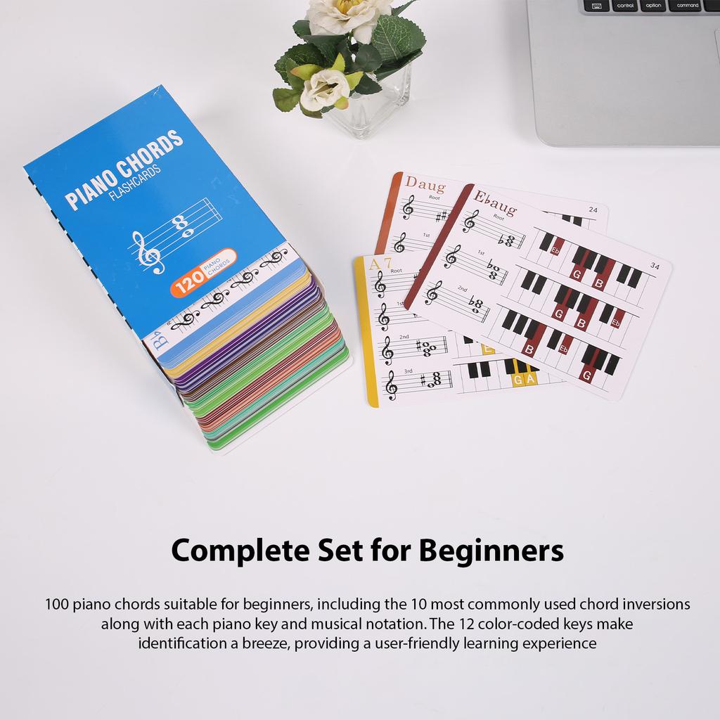 Piano Chord Card Piano Chords Chart Finger Chart 120pcs Color Coded Cards for Piano Beginners Music