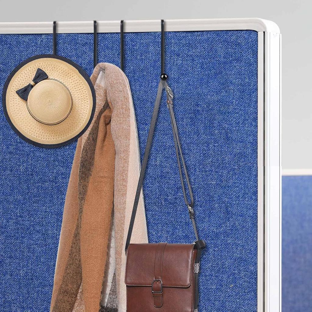 6 Pack Cubicle Hooks, Double Cubicle Accessories Hanging Hook for Partition Wall Cubicle Panel, Black Cubicle Hangers for Office to Hanging Coats,