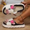 2024 Всесезонные дизайнерские тапочки с милым мультфильмом, милая корова, слон, хлопковая домашняя обувь для спальни, домашняя обувь на толстой подошве, пары, мужчины, женщины