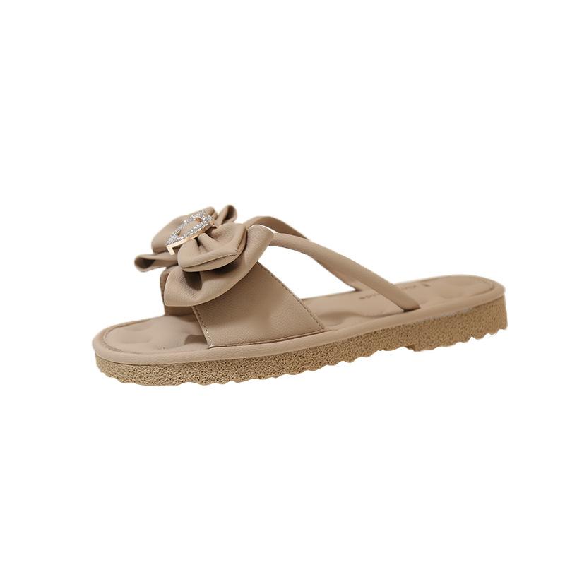 2025 new Internet celebrity explosion stepping on shit feeling slippers female cool slippers female summer wear fairy wind bow