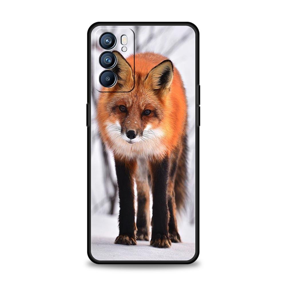Милый подарочный мягкий чехол для телефона Red Fox для Oppo Find X5 A54 A53 A52 A9 2020 A15 A95 A16 A76 A74 A12 Reno7 SE Reno6 Pro 5G черный чехол