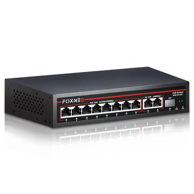 FOXNEO 1000 Мбит/с PoE Hub Коммутационный концентратор Оснащен портами питания PoE 11 портов Порты Uplink Порты SFP Каждый порт максимум 30 Вт Совместим с