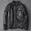 Новая кожаная куртка мужская короткая из первого слоя кожи с воротником-стойкой, куртка-локомотив, приталенная, красивая куртка
