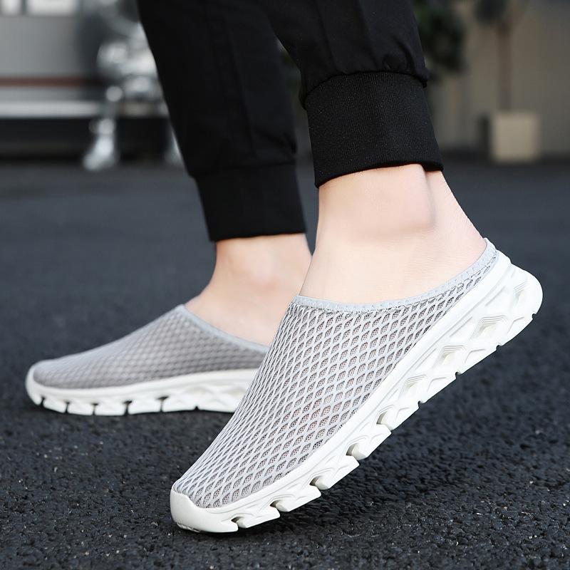 Тапочки с одной педалью, ленивые, с мешком на голове, женские, летние, сетчатые, для женщин, для ходьбы, классные, большие размеры, удобные, спортивные, полутапочки