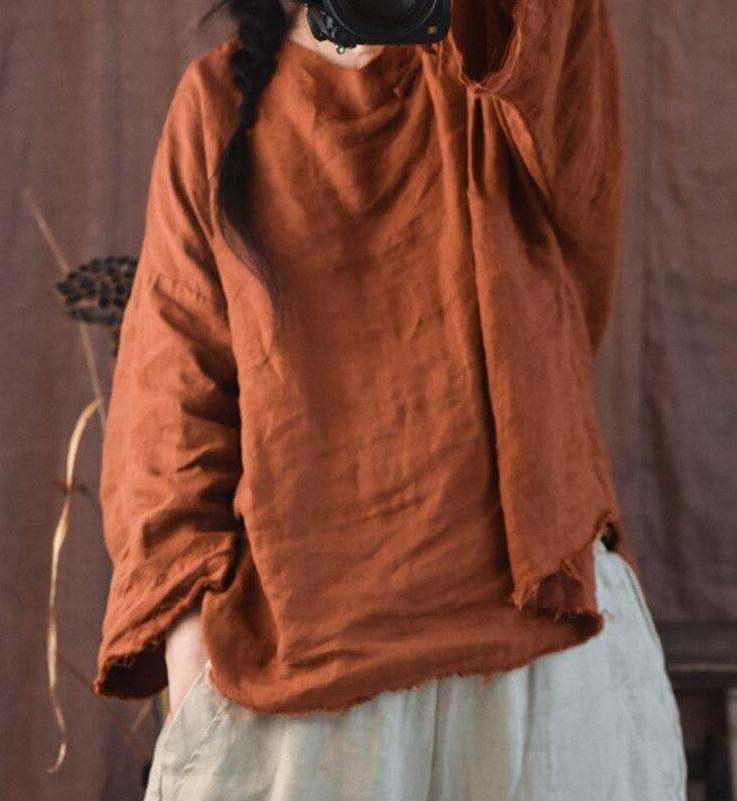 Johnature Женские винтажные льняные рубашки, однотонные топы с длинными рукавами, осенние женские рубашки на пуговицах высокого качества, блузки