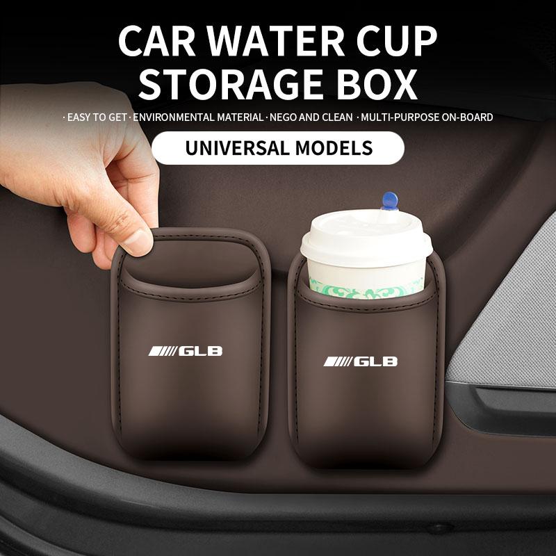 BQAZ9 Leather Car Cup Holder Storage Box Organizer Tray Multi Function Interior Container for Mercedes Benz GLB Accessories