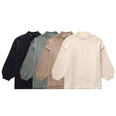 2024 Женская мода Повседневный свитер с высоким воротником Свободная вязка