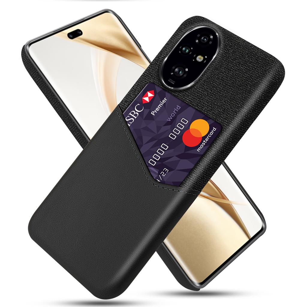 Чехол для Honor 200 Pro 5G из ПУ кожи с слотом для карт, тканевой текстурой, жесткая ПК крышка для телефона