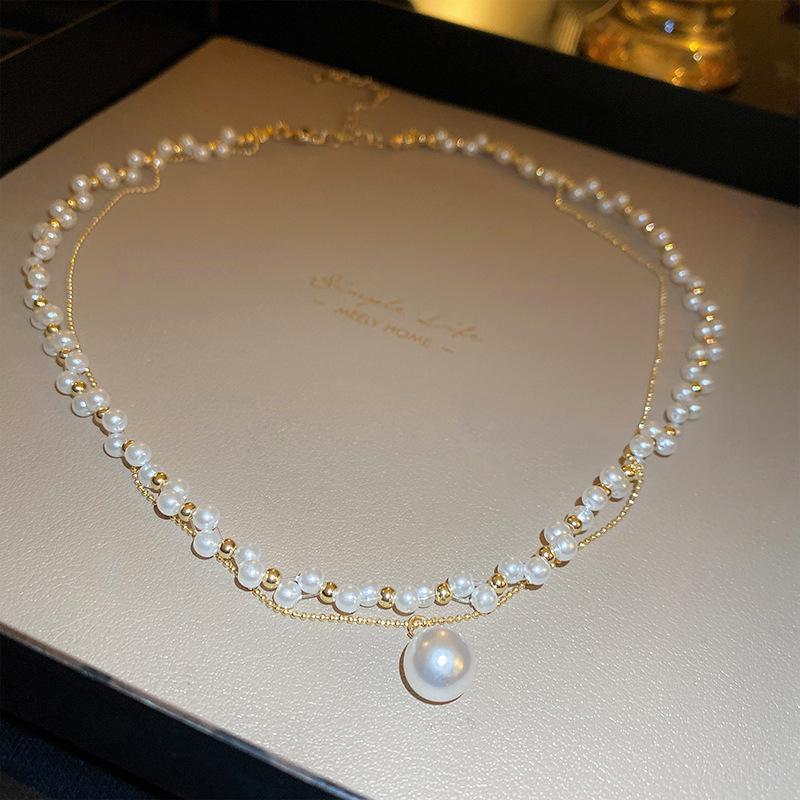 Французское ретро-колье с жемчужным цветком и надписью «Любовь», стильная цепочка на ключицу, подчеркивающая индивидуальность, украшение.