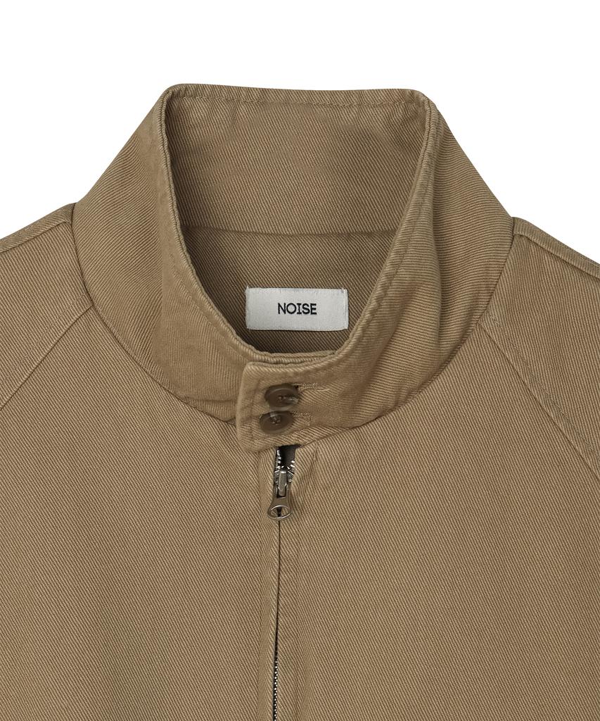 Куртка-свитер Harrington из хлопка с эффектом 'noise wash' - Бежевая