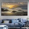 Modern Sea Wave Sunset Beach Landscape Oil Painting On Canvas Posters and Prints Cuadros Wall Art Pictures For Living Room