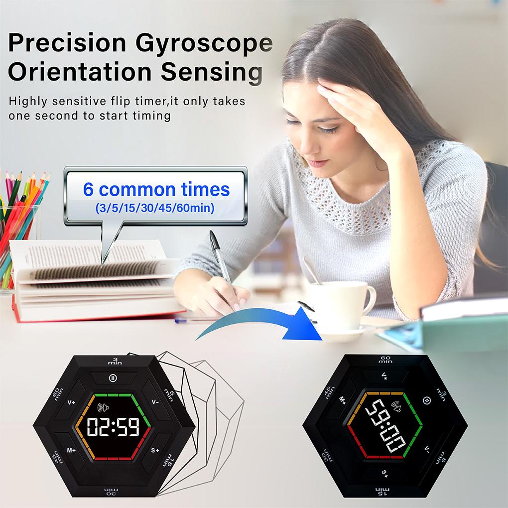 Шестигранный Визуальный Флип Электронный Таймер Куб Светодиодный Цифровой Дисплей Магнитный Кухонный Таймер Детский Таймер для Учебы Чтения