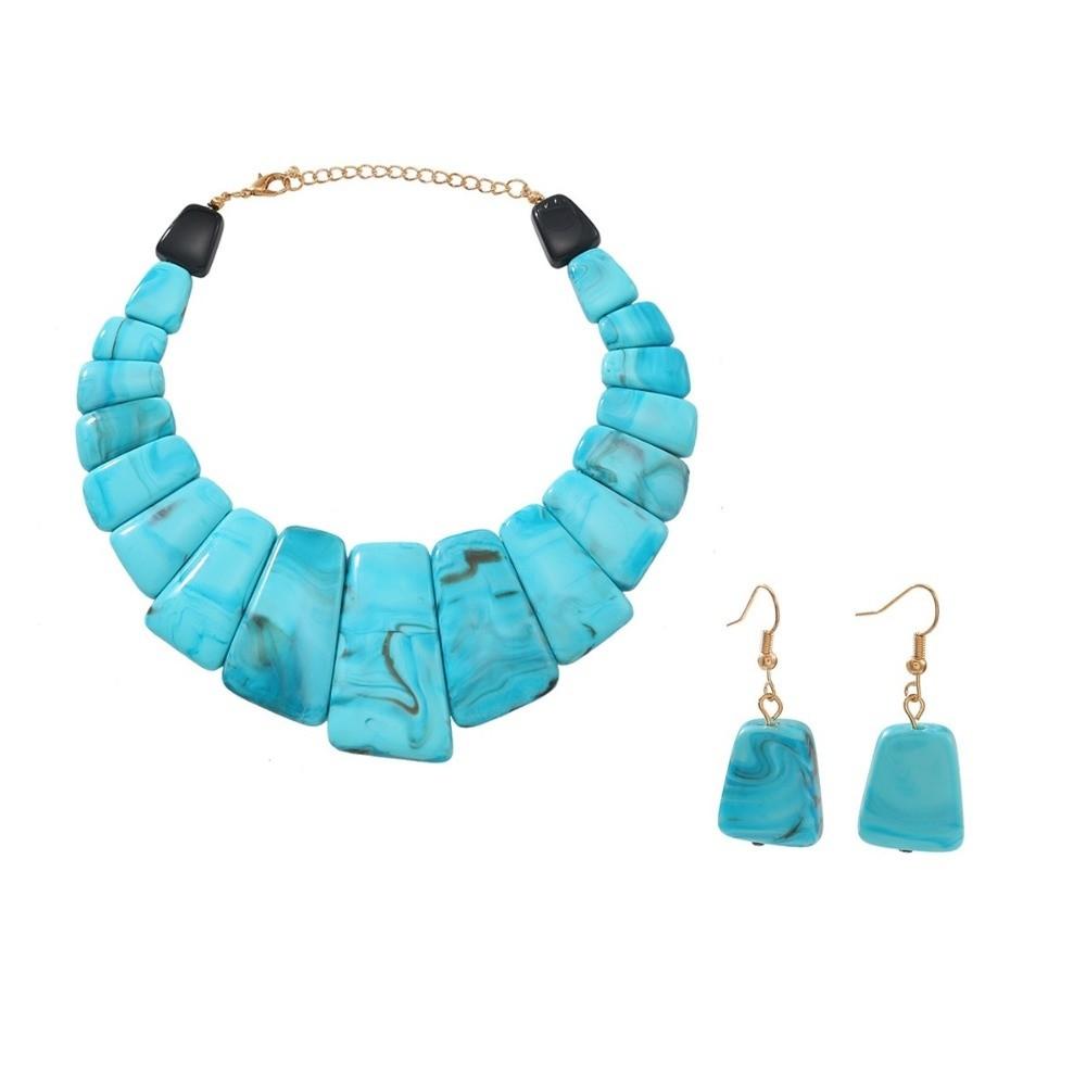 Geometry Necklace Earrings Set Resin Neck Chain New Stud Earrings For Women
