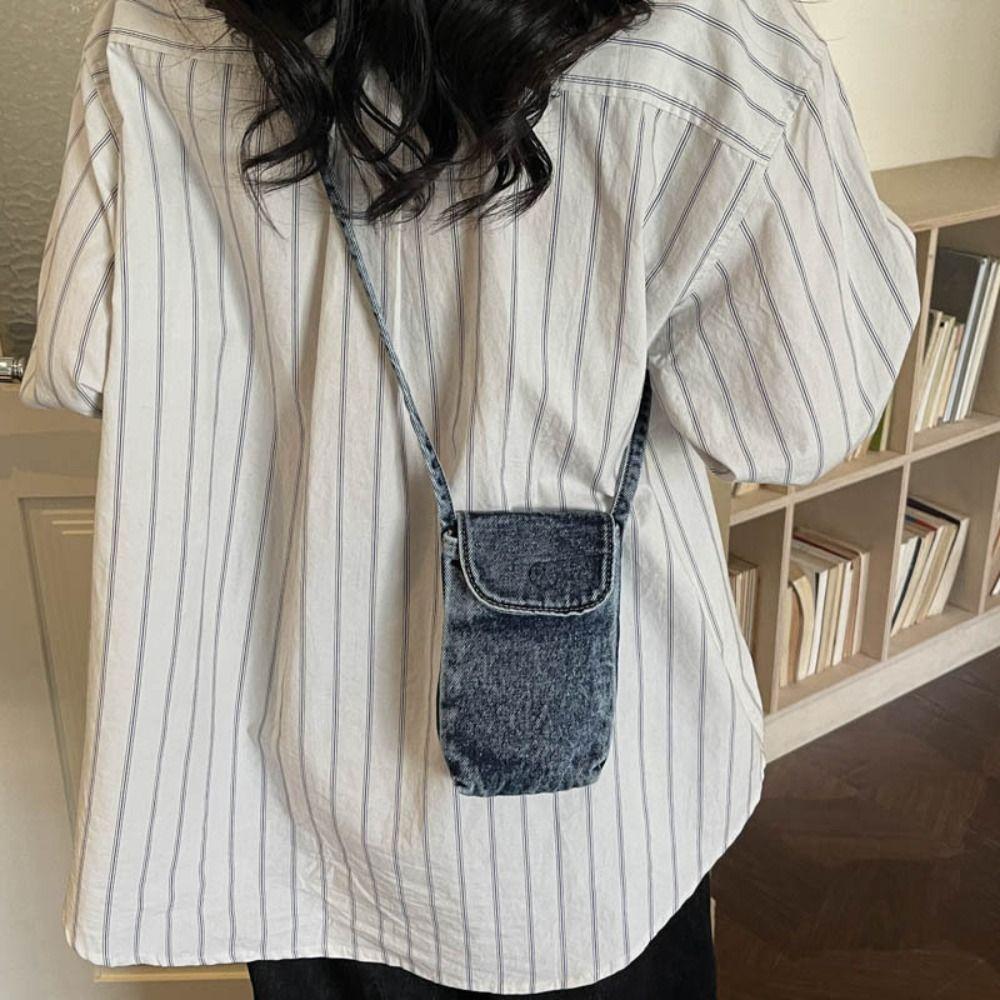 Street Style Denim Crossbody Bag Y2K Phone Purses Fashionable Canvas Bag Women&Men