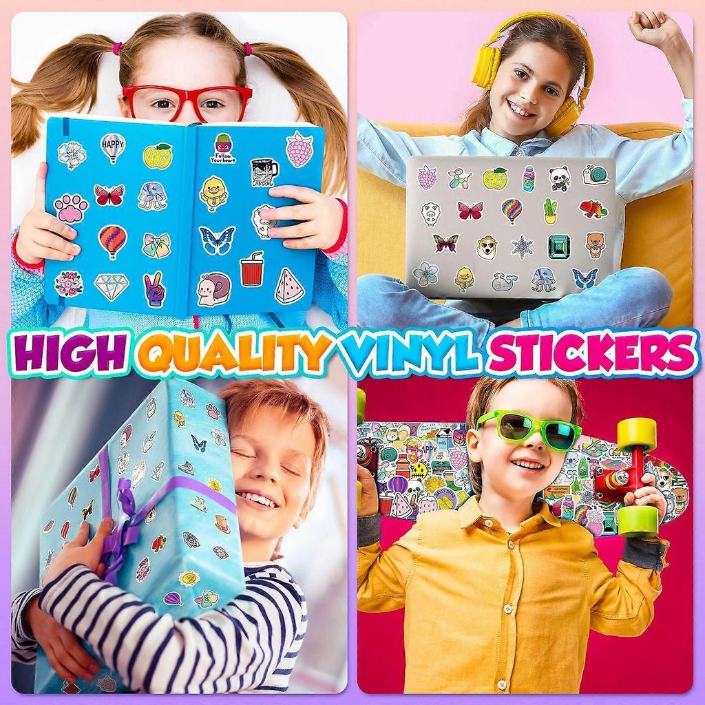 100 Pack Waterproof Vinyl Balloon Stickers - For Guitars, Skateboards, Bikes, Cars, Teens, Adults