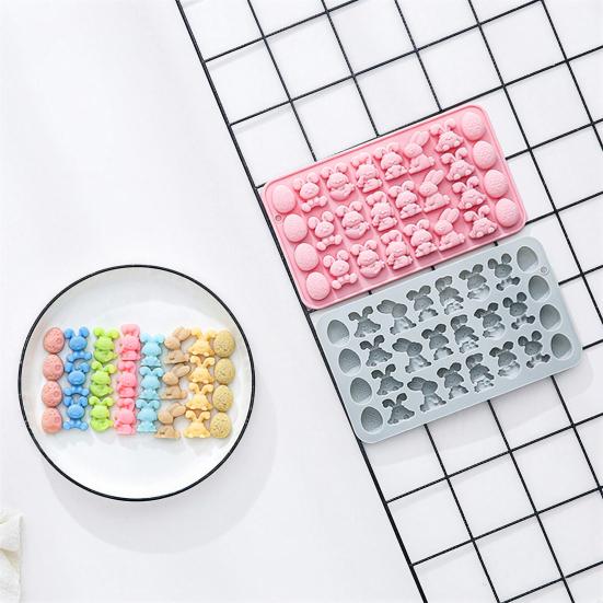 Пасхальная Шоколадная Форма 27 Ячеек Дизайн Кролика и Пасхального Яйца Силиконовая Форма Легко Моется Пищевой Силикон Для Конфет Желе Мусса Форма Для Выпечки