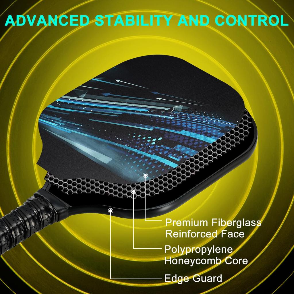 Набор ракеток для пиклбола PATIKIL, одобренная USAPA, ракетка для пиклбола с покрытием из стекловолокна и мягкой рукояткой, 2 ракетки, 4 мяча для пиклбола, 1 сумка для переноски для мужчин