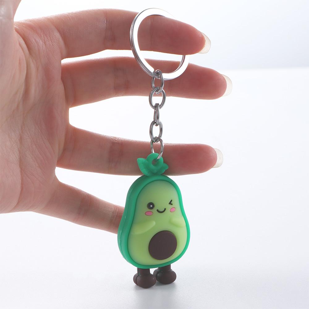 Couple Key Rings Bag Pendant Jewelry Smiling Avocado 3D Keychain Simulated Fruit Avocado Keychain