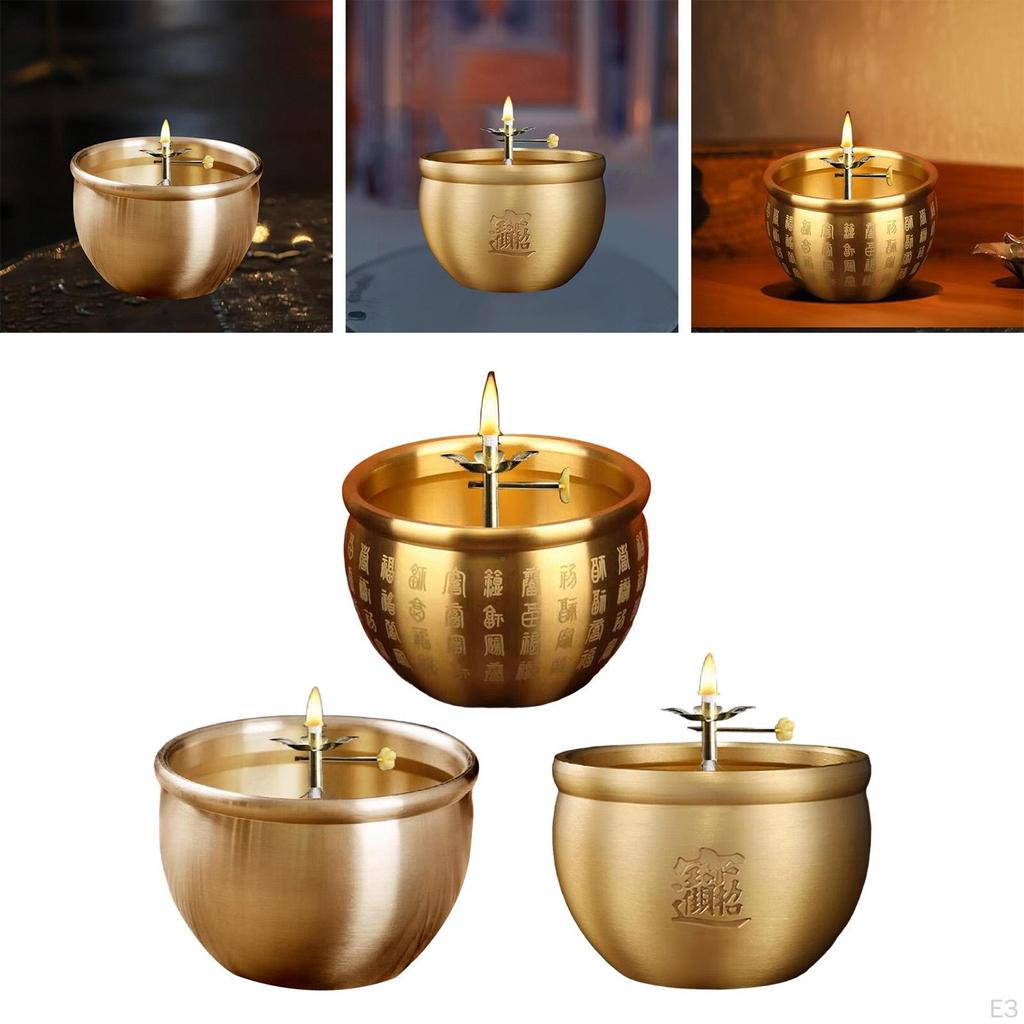 Ретро масляная лампа регулируемая яркость медные алтарные принадлежности украшение держатель для гхи масляные лампы