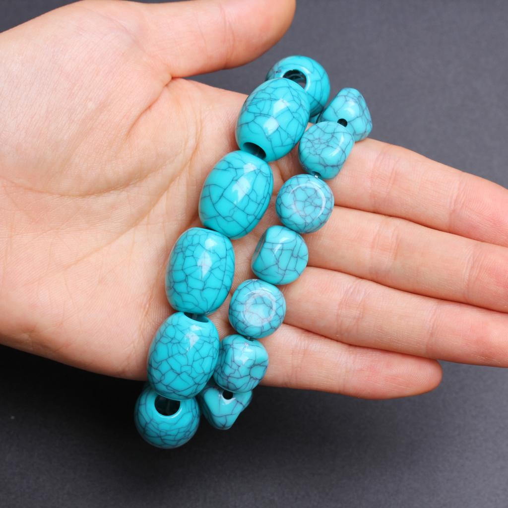 Imitation Turquoise Necklace 5/10/20Pcs Earrings Irregular For Bracelet Barrel Beads 8.5-27mm Flat Beads Pendants Beading Material High Quantity