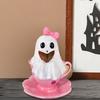 1/2 шт. Хэллоуин Читающий Призрак Фигурка Розовый Призрак в Чашке Статуэтка Смола Скульптура Домашний Офис Праздничная Вечеринка Настольное Украшение Орнамент