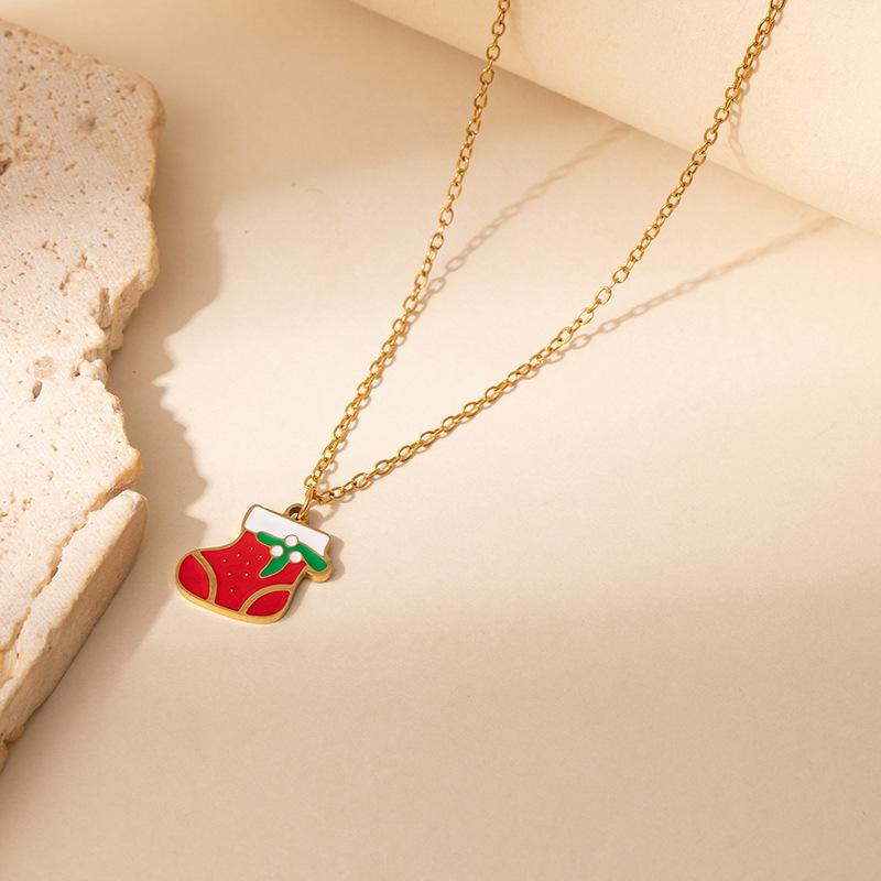 Stainless Steel Reindeer Necklace - Christmas Cartoon Clavicle Chain with Creative Design