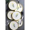 6 Piece Special Design Handmade 20cm Stackable Yellow Lavender Pattern Cake Plate Set - Dessert Plate Set