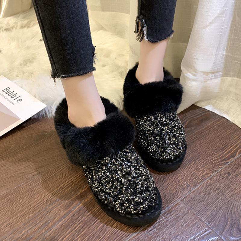 Европейские и американские короткие сапоги с пайетками 2024 года, осень и зима, новые короткие женские туфли-трубы с пайетками и плоским дном из хлопка Trafza