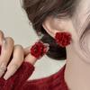 Серебряная игла Анкара красные серьги-гвоздики с сердцем, модный темперамент, новые серьги, легкая роскошь, высокий стиль, осень и зима