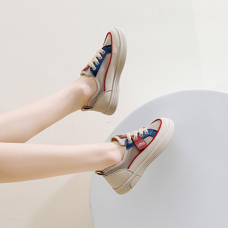 Fashion 2025 Shoes Female Mixed Colors Mesh Women's Vulcanize Shoes Outdoor Breathable Women Sneakers Lace Up Low Heel Casual Shoes